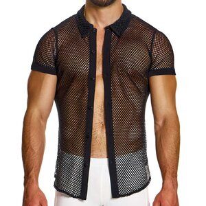 Mens Black Mesh Shirt